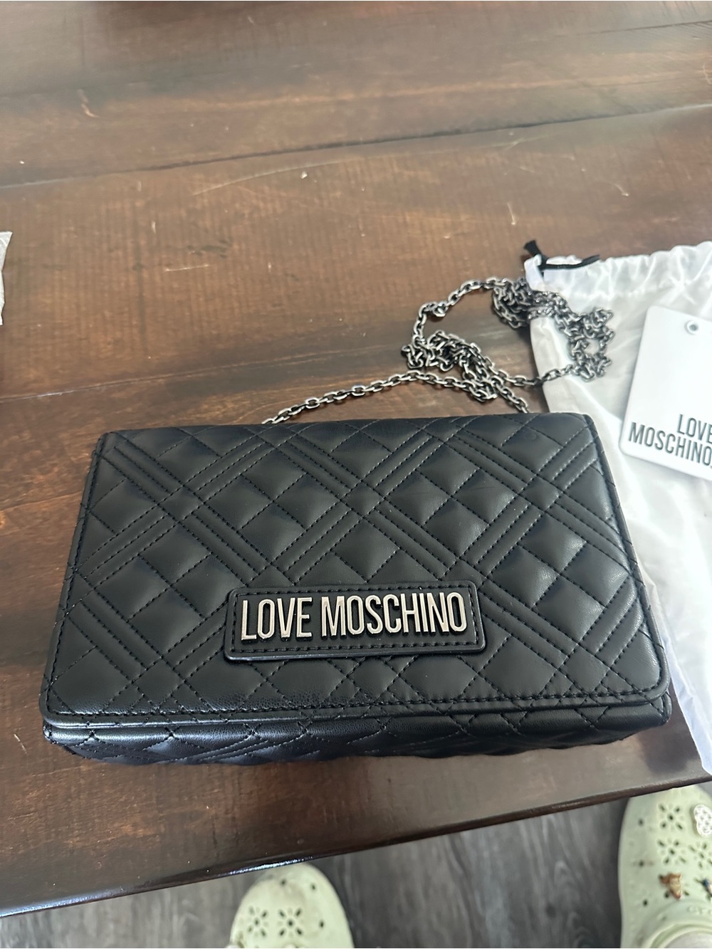 Love Moschino Black Quilted Chain Shoulder Crossbody Bag